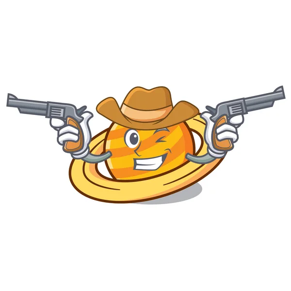 Cowboy Planet Saturnus Character Cartoon Vector Illustration — Stock Vector