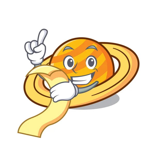 Com Menu Planeta Saturnus Mascote Cartoon Vetor Ilustração —  Vetores de Stock