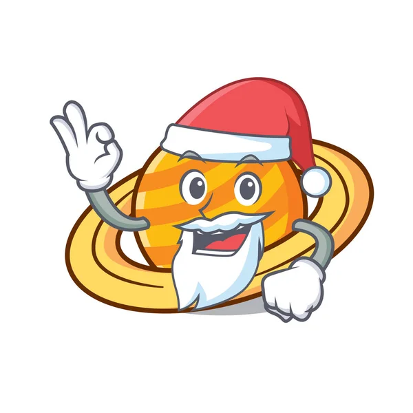 Santa Planet Saturnus Mascot Cartoon Vector Illustration — Stock Vector