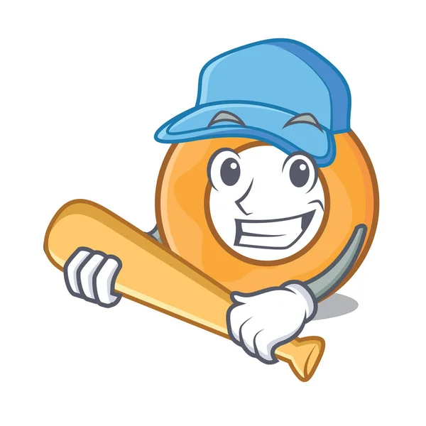 Jogando Beisebol Anel Cebola Personagem Desenho Animado Vetor Ilustração — Vetor de Stock
