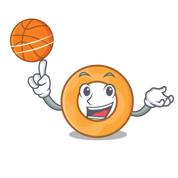 Mit Basketball Zwiebelring Charakter Cartoon Vektor Illustration — Stockvektor