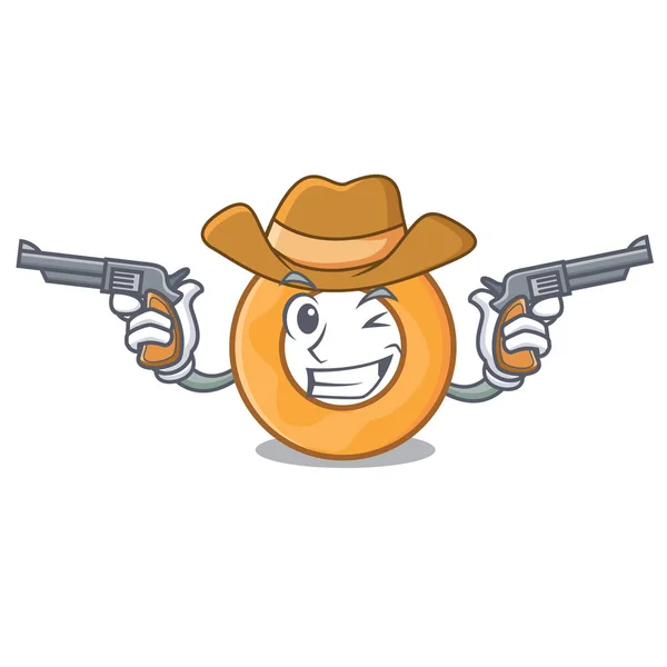 Cowboy Cipolla Anello Personaggio Cartone Animato Vettoriale Illustrazione — Vettoriale Stock