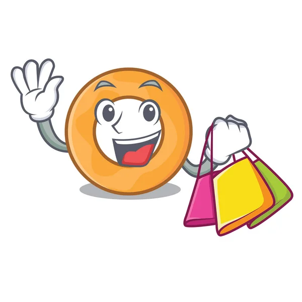 Shopping Onion Ring Character Cartoon Vector Illustration — Stock Vector