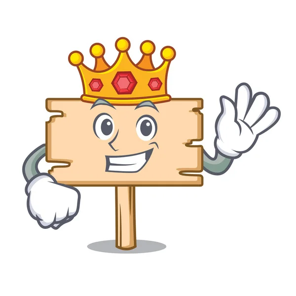Koning Houten Plank Mascotte Cartoon Vectorillustratie — Stockvector