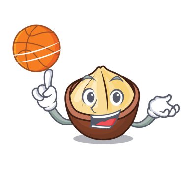 Basketbol macadamia karakter karikatür tarzı vektör çizim ile