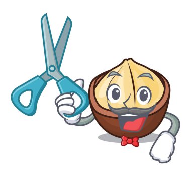 Macadamia karakter karikatür tarzı vektör çizim berber