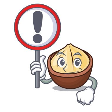 İşareti macadamia karakter karikatür tarzı vektör çizim ile