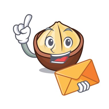 Zarf macadamia karakter karikatür tarzı vektör çizim ile