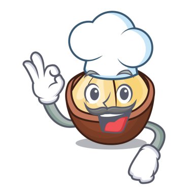 Şef macadamia karakter karikatür tarzı vektör çizim