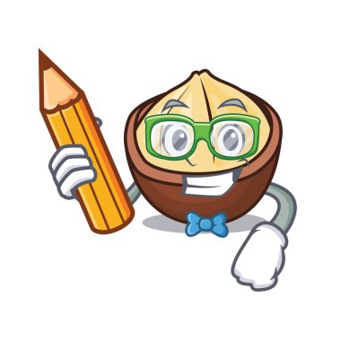 Öğrenci macadamia karakter karikatür tarzı vektör çizim