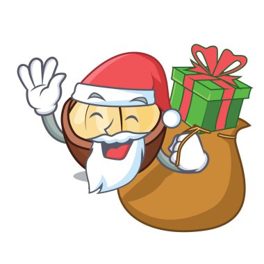 Noel Baba hediye macadamia maskot karikatür tarzı vektör çizim ile