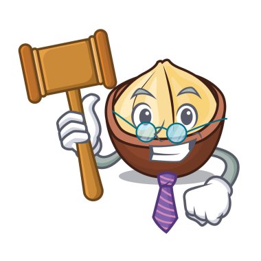 Yargıç macadamia maskot karikatür tarzı vektör çizim