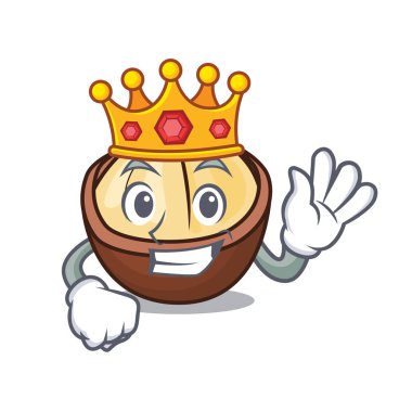 Kral macadamia maskot karikatür tarzı vektör çizim