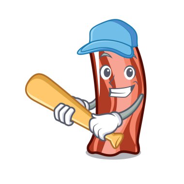 Beyzbol kaburga karakter karikatür tarzı vektör çizim oynarken