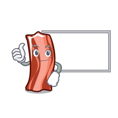 Başparmak yukarıya kurulu kaburga karakter karikatür tarzı vektör çizim ile