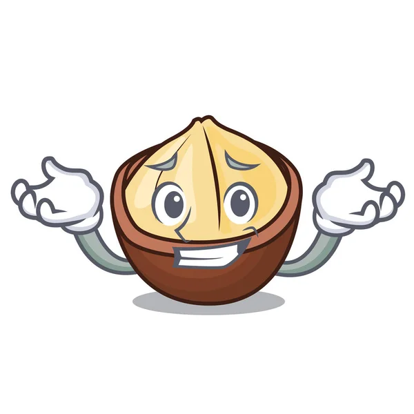 Grinning Macadamia Personagem Desenho Animado Estilo Vetor Ilustração —  Vetores de Stock