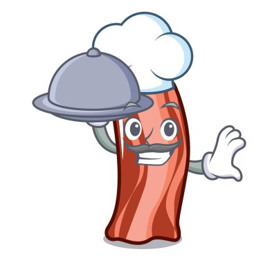 Şef gıda ile maskot karikatür tarzı vektör çizim kaburga