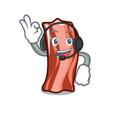 Kulaklık kaburga maskot karikatür tarzı vektör çizim ile