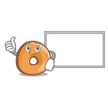 Başparmak yukarıya kurulu simit karakter karikatür tarzı vektör çizim ile