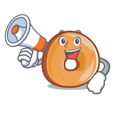 Megafon simit karakter karikatür tarzı vektör çizim ile