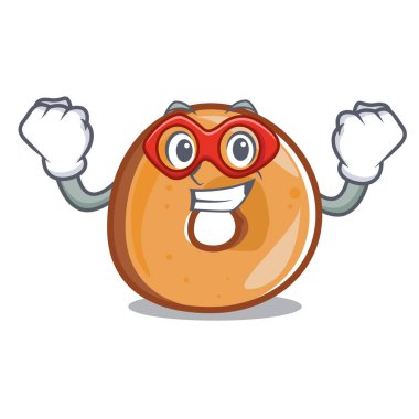 Süper kahraman simit karakter karikatür tarzı vektör çizim