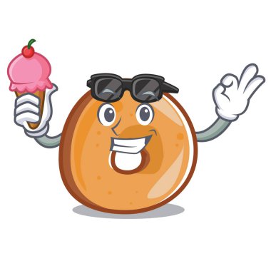 Dondurma simit karakter karikatür tarzı vektör çizim ile