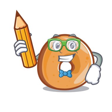 Öğrenci simit karakter karikatür tarzı vektör çizim