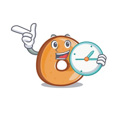 Saat simit karakter karikatür tarzı vektör çizim ile