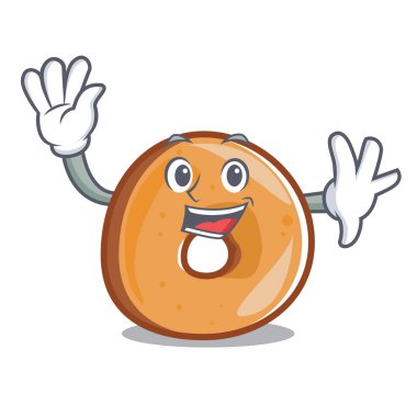 Simit karakter karikatür tarzı vektör çizim sallayarak