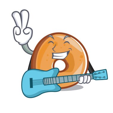 Gitar simit maskot karikatür tarzı vektör çizim ile