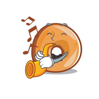 Trompet simit maskot karikatür tarzı vektör çizim ile