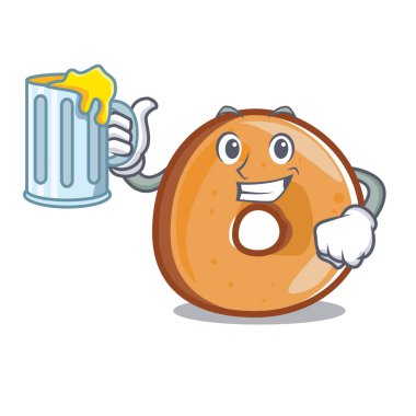 Suyu simit maskot karikatür tarzı vektör çizim ile