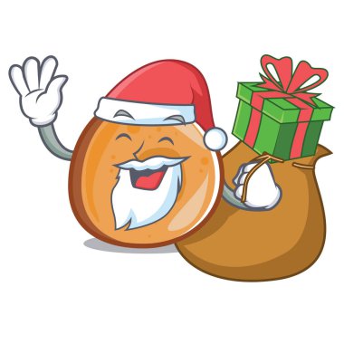 Noel Baba hediye simit maskot karikatür tarzı vektör çizim ile