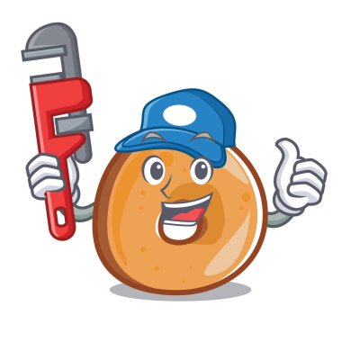 Tesisatçı simit maskot karikatür tarzı vektör çizim