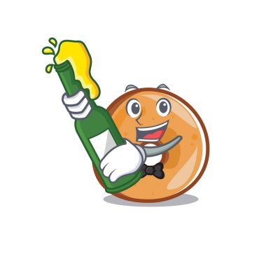 Bira simit maskot karikatür tarzı vektör çizim ile