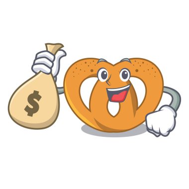 Para çantası simit karakter karikatür tarzı vektör çizim ile