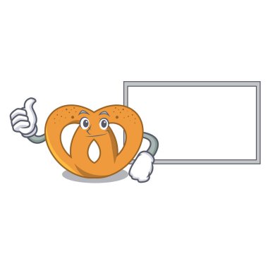 Başparmak yukarıya tahta çubuk kraker karakter karikatür tarzı vektör çizim ile