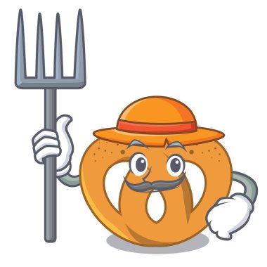 Çiftçi simit karakter karikatür tarzı vektör çizim