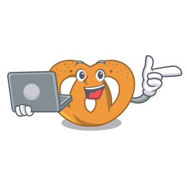 Dizüstü simit karakter karikatür tarzı vektör çizim ile