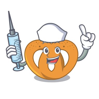 Hemşire simit karakter karikatür tarzı vektör çizim