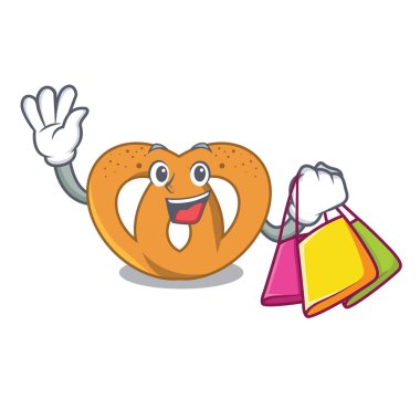 Alışveriş simit karakter karikatür tarzı vektör çizim