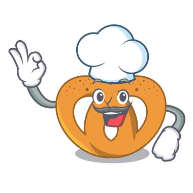 Şef simit karakter karikatür tarzı vektör çizim