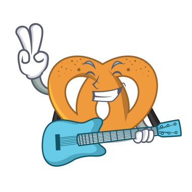 Gitar simit maskot karikatür tarzı vektör çizim ile
