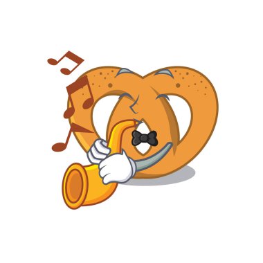 Trompet simit maskot karikatür tarzı vektör çizim ile