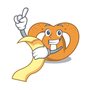 Menü simit maskot karikatür tarzı vektör çizim ile