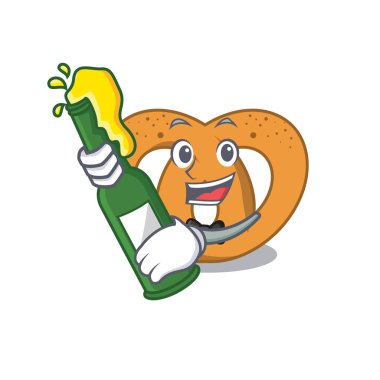 Bira simit maskot karikatür tarzı vektör çizim ile