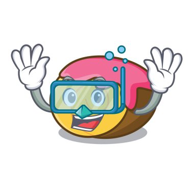 Dalış İsviçre rulo karakter karikatür vektör çizim