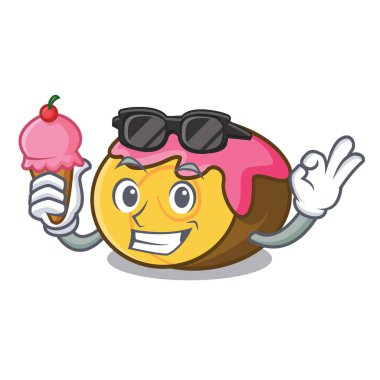 Dondurma ile swiss karakter karikatür vektör çizim rulo.