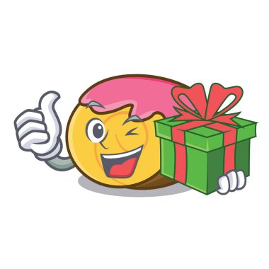 Hediye İsviçre rulo maskot karikatür vektör çizim ile