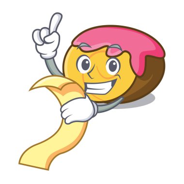 Menü İsviçre rulo maskot karikatür vektör çizim ile